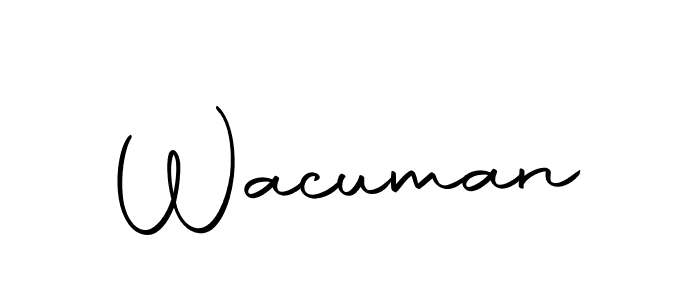 Similarly Autography-DOLnW is the best handwritten signature design. Signature creator online .You can use it as an online autograph creator for name Wacuman. Wacuman signature style 10 images and pictures png