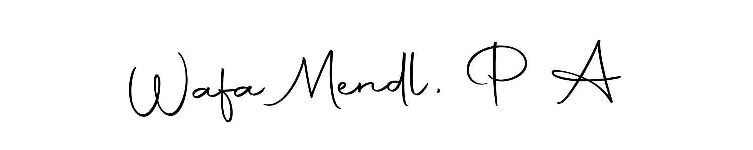 The best way (Autography-DOLnW) to make a short signature is to pick only two or three words in your name. The name Wafa Mendl, P A include a total of six letters. For converting this name. Wafa Mendl, P A signature style 10 images and pictures png