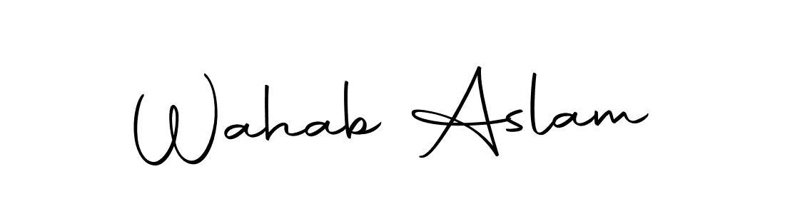 You should practise on your own different ways (Autography-DOLnW) to write your name (Wahab Aslam) in signature. don't let someone else do it for you. Wahab Aslam signature style 10 images and pictures png