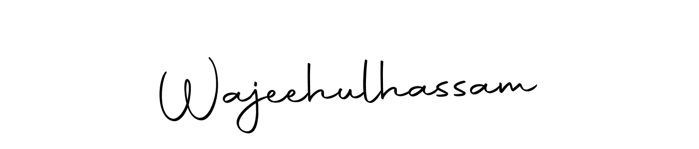 Create a beautiful signature design for name Wajeehulhassam. With this signature (Autography-DOLnW) fonts, you can make a handwritten signature for free. Wajeehulhassam signature style 10 images and pictures png