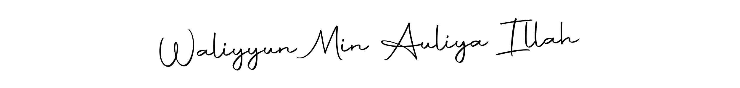 It looks lik you need a new signature style for name Waliyyun Min Auliya Illah. Design unique handwritten (Autography-DOLnW) signature with our free signature maker in just a few clicks. Waliyyun Min Auliya Illah signature style 10 images and pictures png