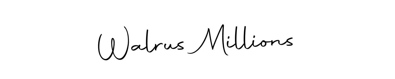 The best way (Autography-DOLnW) to make a short signature is to pick only two or three words in your name. The name Walrus Millions include a total of six letters. For converting this name. Walrus Millions signature style 10 images and pictures png