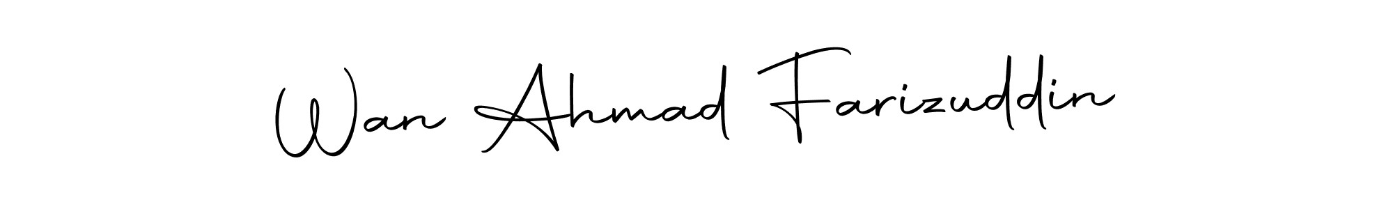 Use a signature maker to create a handwritten signature online. With this signature software, you can design (Autography-DOLnW) your own signature for name Wan Ahmad Farizuddin. Wan Ahmad Farizuddin signature style 10 images and pictures png