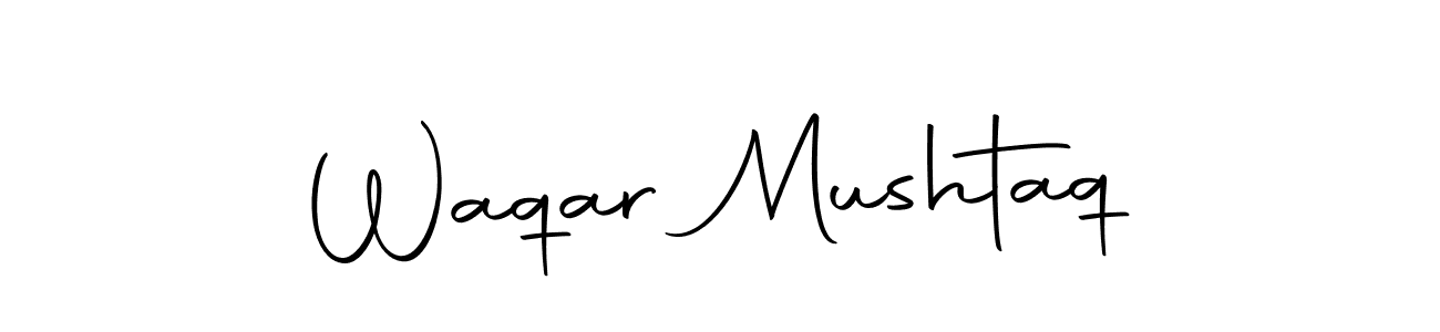 How to make Waqar Mushtaq name signature. Use Autography-DOLnW style for creating short signs online. This is the latest handwritten sign. Waqar Mushtaq signature style 10 images and pictures png