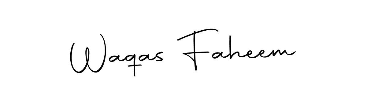 How to make Waqas Faheem name signature. Use Autography-DOLnW style for creating short signs online. This is the latest handwritten sign. Waqas Faheem signature style 10 images and pictures png