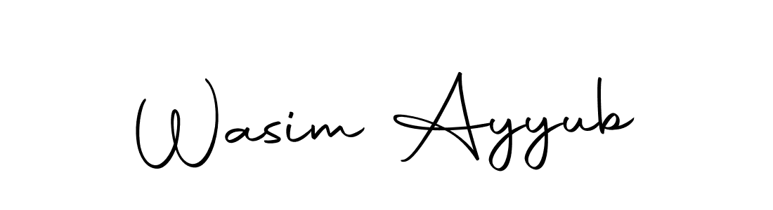 How to make Wasim Ayyub name signature. Use Autography-DOLnW style for creating short signs online. This is the latest handwritten sign. Wasim Ayyub signature style 10 images and pictures png