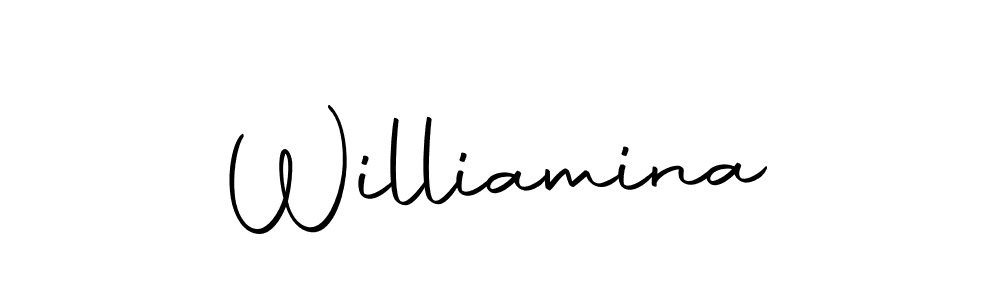 Use a signature maker to create a handwritten signature online. With this signature software, you can design (Autography-DOLnW) your own signature for name Williamina. Williamina signature style 10 images and pictures png