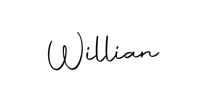 Create a beautiful signature design for name Willian. With this signature (Autography-DOLnW) fonts, you can make a handwritten signature for free. Willian signature style 10 images and pictures png