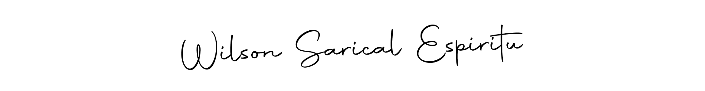 How to make Wilson Sarical Espiritu name signature. Use Autography-DOLnW style for creating short signs online. This is the latest handwritten sign. Wilson Sarical Espiritu signature style 10 images and pictures png