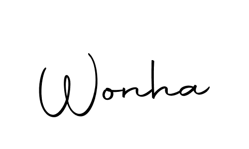 Make a beautiful signature design for name Wonha. With this signature (Autography-DOLnW) style, you can create a handwritten signature for free. Wonha signature style 10 images and pictures png
