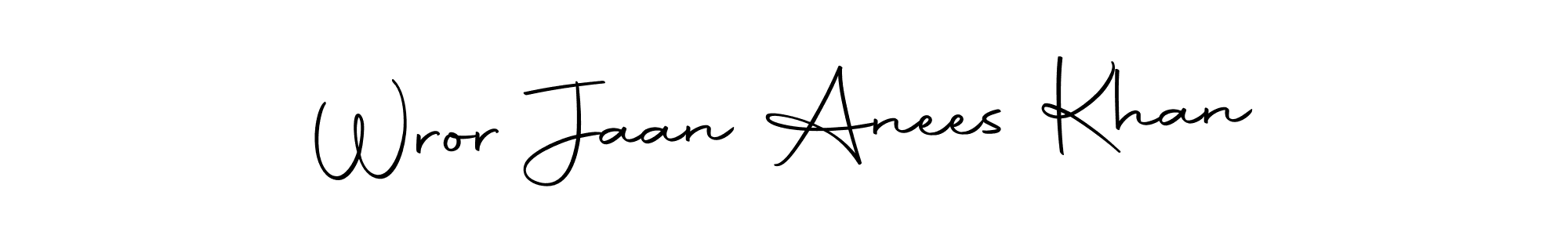 Autography-DOLnW is a professional signature style that is perfect for those who want to add a touch of class to their signature. It is also a great choice for those who want to make their signature more unique. Get Wror Jaan Anees Khan name to fancy signature for free. Wror Jaan Anees Khan signature style 10 images and pictures png