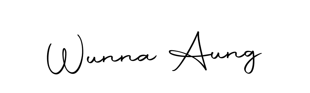 The best way (Autography-DOLnW) to make a short signature is to pick only two or three words in your name. The name Wunna Aung include a total of six letters. For converting this name. Wunna Aung signature style 10 images and pictures png