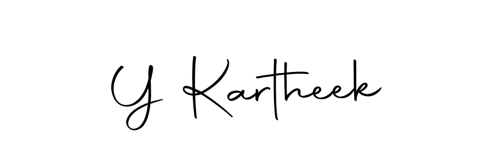 How to make Y Kartheek name signature. Use Autography-DOLnW style for creating short signs online. This is the latest handwritten sign. Y Kartheek signature style 10 images and pictures png