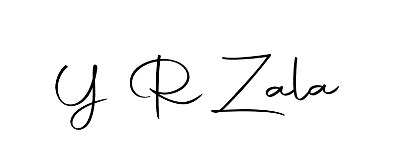 How to make Y R Zala name signature. Use Autography-DOLnW style for creating short signs online. This is the latest handwritten sign. Y R Zala signature style 10 images and pictures png