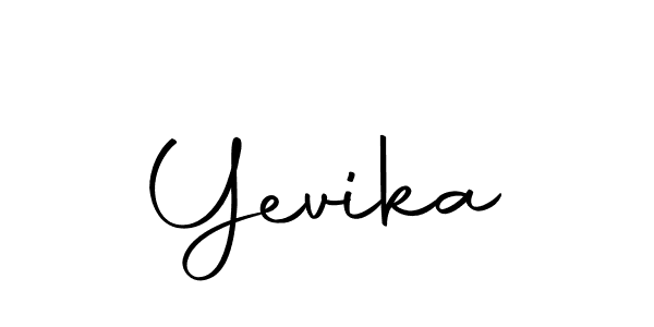 How to make Yevika name signature. Use Autography-DOLnW style for creating short signs online. This is the latest handwritten sign. Yevika signature style 10 images and pictures png