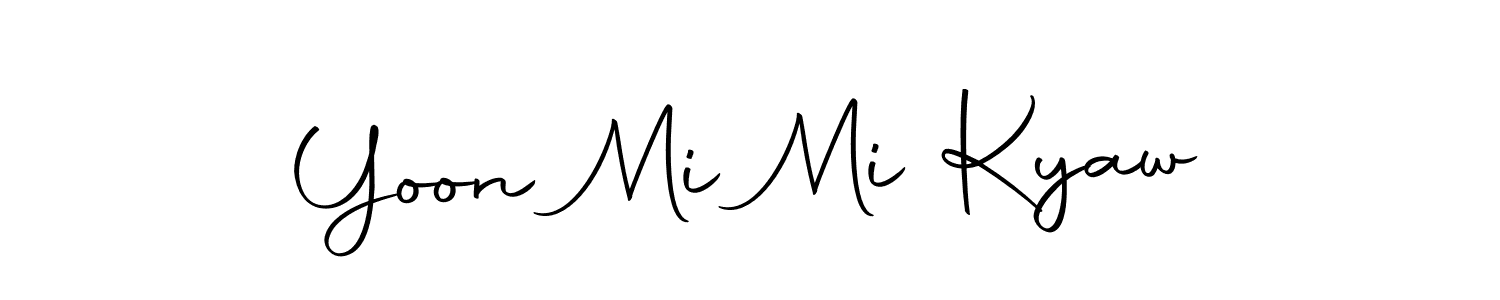 How to make Yoon Mi Mi Kyaw name signature. Use Autography-DOLnW style for creating short signs online. This is the latest handwritten sign. Yoon Mi Mi Kyaw signature style 10 images and pictures png