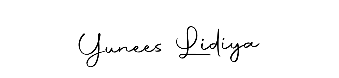 Make a beautiful signature design for name Yunees Lidiya. With this signature (Autography-DOLnW) style, you can create a handwritten signature for free. Yunees Lidiya signature style 10 images and pictures png
