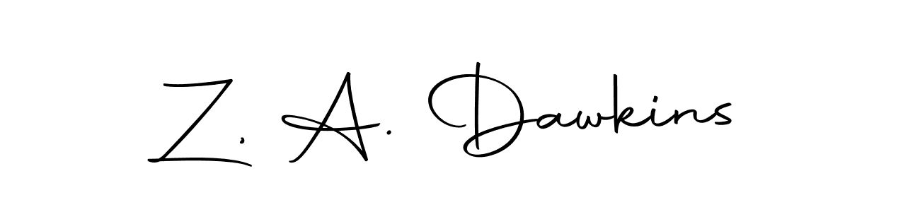 How to make Z, A. Dawkins name signature. Use Autography-DOLnW style for creating short signs online. This is the latest handwritten sign. Z, A. Dawkins signature style 10 images and pictures png