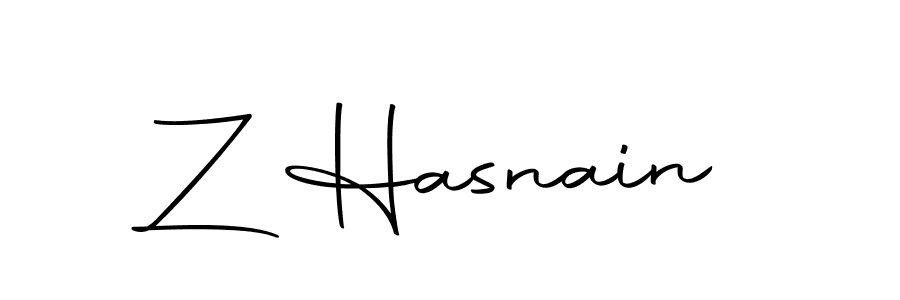 How to make Z Hasnain name signature. Use Autography-DOLnW style for creating short signs online. This is the latest handwritten sign. Z Hasnain signature style 10 images and pictures png