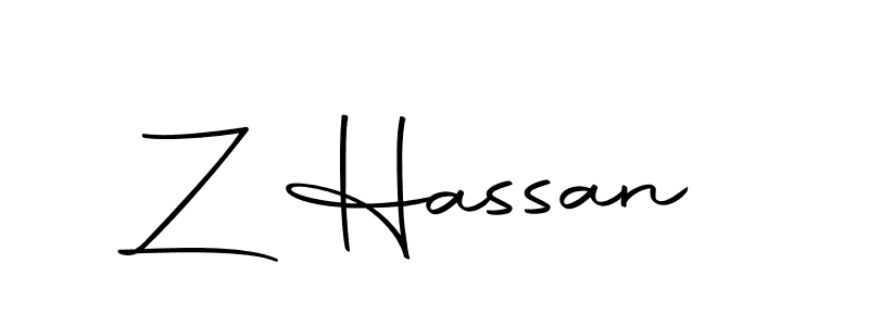 How to make Z Hassan name signature. Use Autography-DOLnW style for creating short signs online. This is the latest handwritten sign. Z Hassan signature style 10 images and pictures png