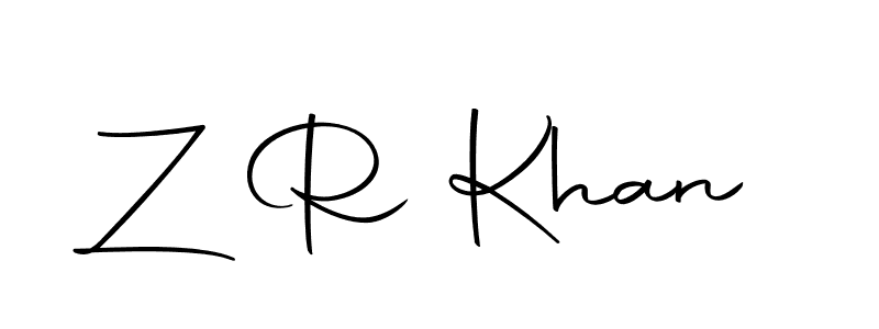 Use a signature maker to create a handwritten signature online. With this signature software, you can design (Autography-DOLnW) your own signature for name Z R Khan. Z R Khan signature style 10 images and pictures png