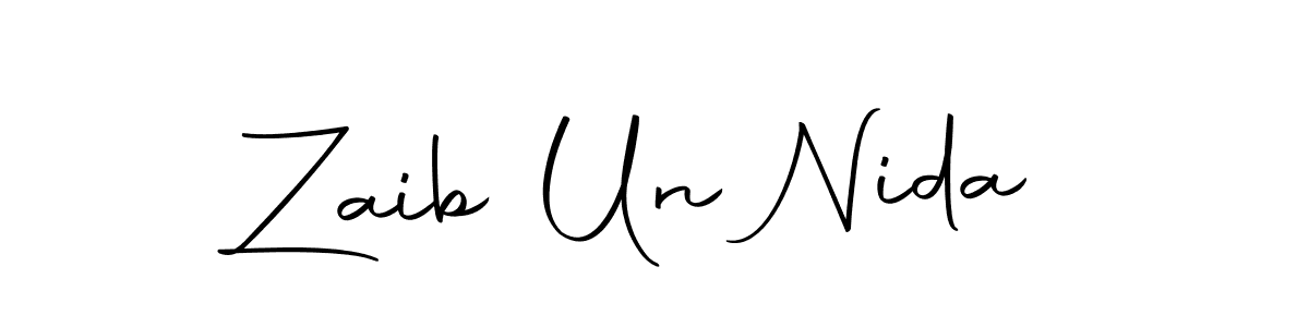 How to make Zaib Un Nida name signature. Use Autography-DOLnW style for creating short signs online. This is the latest handwritten sign. Zaib Un Nida signature style 10 images and pictures png