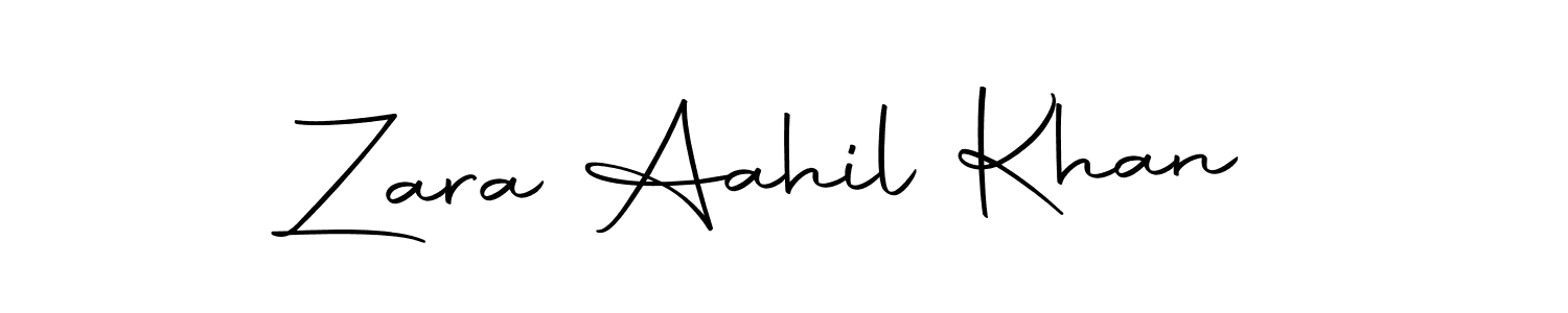 How to make Zara Aahil Khan name signature. Use Autography-DOLnW style for creating short signs online. This is the latest handwritten sign. Zara Aahil Khan signature style 10 images and pictures png