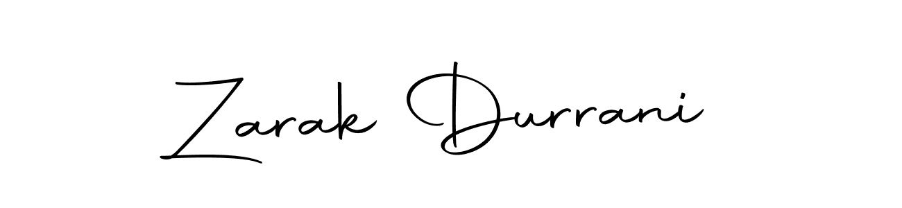 How to make Zarak Durrani name signature. Use Autography-DOLnW style for creating short signs online. This is the latest handwritten sign. Zarak Durrani signature style 10 images and pictures png