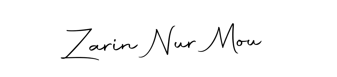 How to make Zarin Nur Mou name signature. Use Autography-DOLnW style for creating short signs online. This is the latest handwritten sign. Zarin Nur Mou signature style 10 images and pictures png