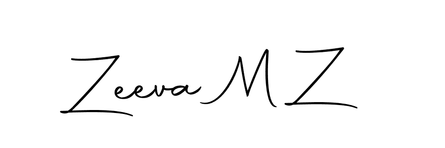 How to make Zeeva M Z name signature. Use Autography-DOLnW style for creating short signs online. This is the latest handwritten sign. Zeeva M Z signature style 10 images and pictures png