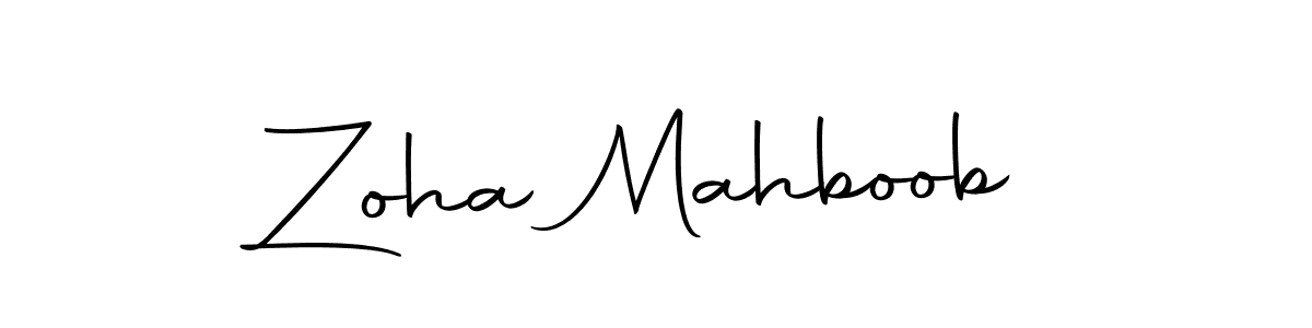 How to make Zoha Mahboob name signature. Use Autography-DOLnW style for creating short signs online. This is the latest handwritten sign. Zoha Mahboob signature style 10 images and pictures png