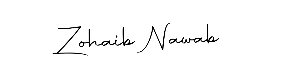 How to make Zohaib Nawab name signature. Use Autography-DOLnW style for creating short signs online. This is the latest handwritten sign. Zohaib Nawab signature style 10 images and pictures png