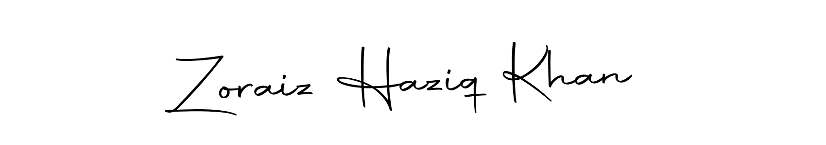 Design your own signature with our free online signature maker. With this signature software, you can create a handwritten (Autography-DOLnW) signature for name Zoraiz Haziq Khan. Zoraiz Haziq Khan signature style 10 images and pictures png