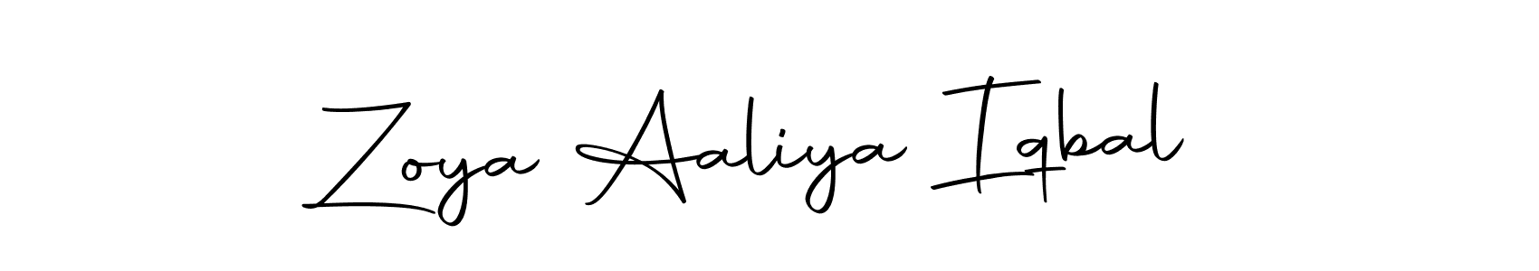 How to make Zoya Aaliya Iqbal name signature. Use Autography-DOLnW style for creating short signs online. This is the latest handwritten sign. Zoya Aaliya Iqbal signature style 10 images and pictures png