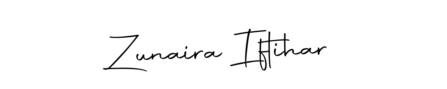 Use a signature maker to create a handwritten signature online. With this signature software, you can design (Autography-DOLnW) your own signature for name Zunaira Iftihar. Zunaira Iftihar signature style 10 images and pictures png