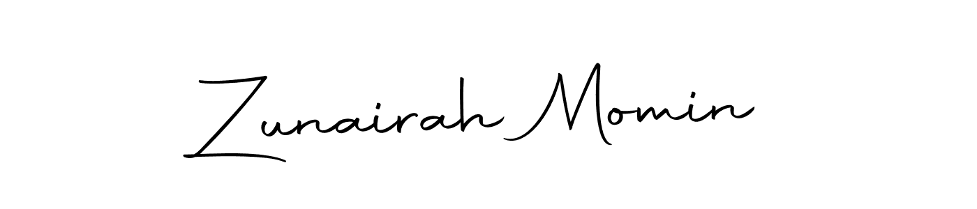 How to make Zunairah Momin name signature. Use Autography-DOLnW style for creating short signs online. This is the latest handwritten sign. Zunairah Momin signature style 10 images and pictures png