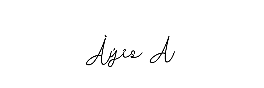 How to make Àýîs A name signature. Use BallpointsItalic-DORy9 style for creating short signs online. This is the latest handwritten sign. Àýîs A signature style 11 images and pictures png