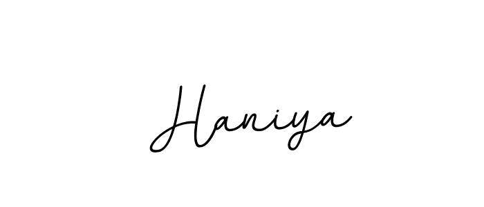 Use a signature maker to create a handwritten signature online. With this signature software, you can design (BallpointsItalic-DORy9) your own signature for name  Haniya.  Haniya signature style 11 images and pictures png