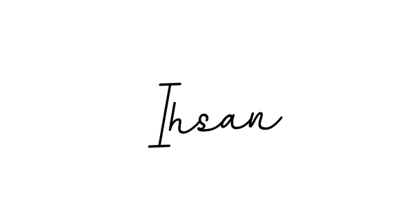 The best way (BallpointsItalic-DORy9) to make a short signature is to pick only two or three words in your name. The name  Ihsan include a total of six letters. For converting this name.  Ihsan signature style 11 images and pictures png