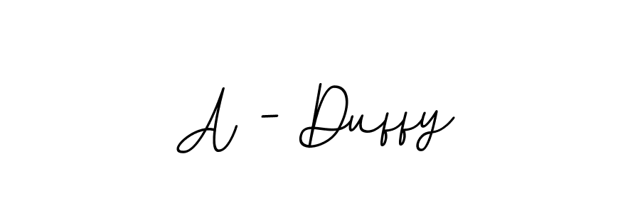 The best way (BallpointsItalic-DORy9) to make a short signature is to pick only two or three words in your name. The name A - Duffy include a total of six letters. For converting this name. A - Duffy signature style 11 images and pictures png