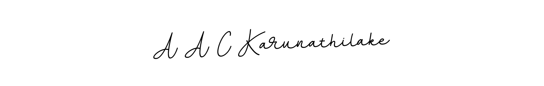 How to make A A C Karunathilake name signature. Use BallpointsItalic-DORy9 style for creating short signs online. This is the latest handwritten sign. A A C Karunathilake signature style 11 images and pictures png