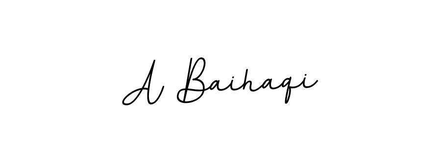 Create a beautiful signature design for name A Baihaqi. With this signature (BallpointsItalic-DORy9) fonts, you can make a handwritten signature for free. A Baihaqi signature style 11 images and pictures png
