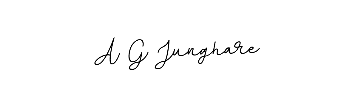 How to make A G Junghare name signature. Use BallpointsItalic-DORy9 style for creating short signs online. This is the latest handwritten sign. A G Junghare signature style 11 images and pictures png