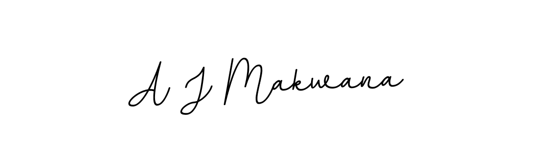 How to make A J Makwana name signature. Use BallpointsItalic-DORy9 style for creating short signs online. This is the latest handwritten sign. A J Makwana signature style 11 images and pictures png