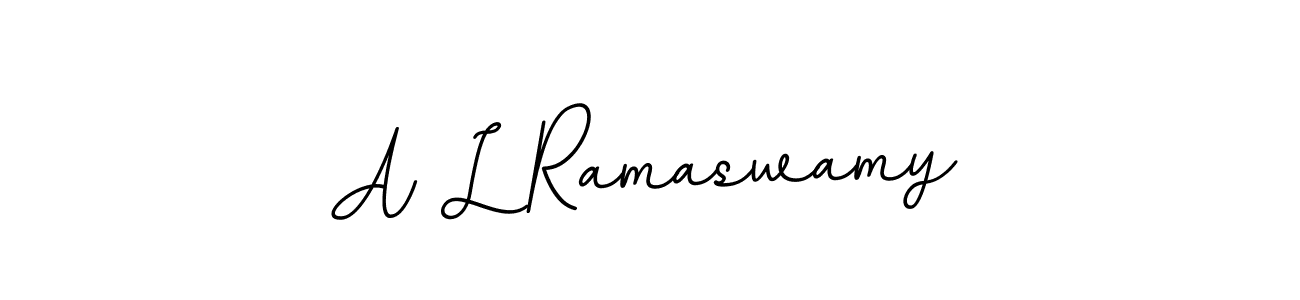You should practise on your own different ways (BallpointsItalic-DORy9) to write your name (A L Ramaswamy) in signature. don't let someone else do it for you. A L Ramaswamy signature style 11 images and pictures png