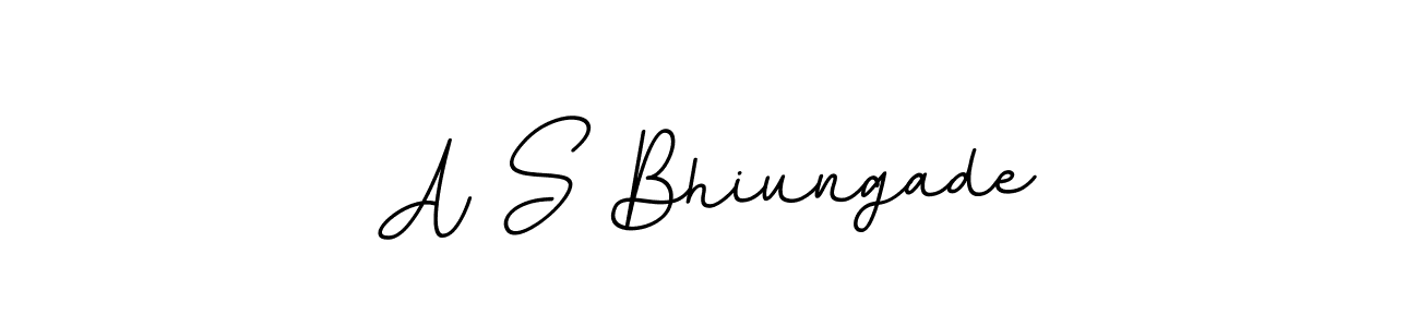 This is the best signature style for the A S Bhiungade name. Also you like these signature font (BallpointsItalic-DORy9). Mix name signature. A S Bhiungade signature style 11 images and pictures png