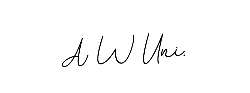 Design your own signature with our free online signature maker. With this signature software, you can create a handwritten (BallpointsItalic-DORy9) signature for name A W Uni.. A W Uni. signature style 11 images and pictures png