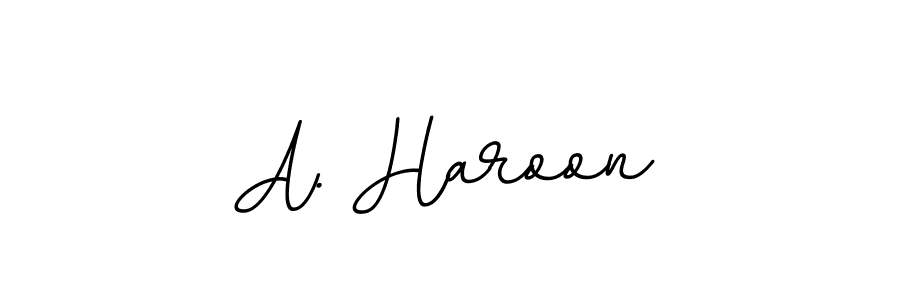 How to make A. Haroon name signature. Use BallpointsItalic-DORy9 style for creating short signs online. This is the latest handwritten sign. A. Haroon signature style 11 images and pictures png