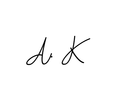 How to make A. K name signature. Use BallpointsItalic-DORy9 style for creating short signs online. This is the latest handwritten sign. A. K signature style 11 images and pictures png