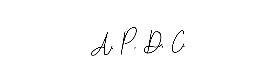 How to make A. P. D. C. name signature. Use BallpointsItalic-DORy9 style for creating short signs online. This is the latest handwritten sign. A. P. D. C. signature style 11 images and pictures png